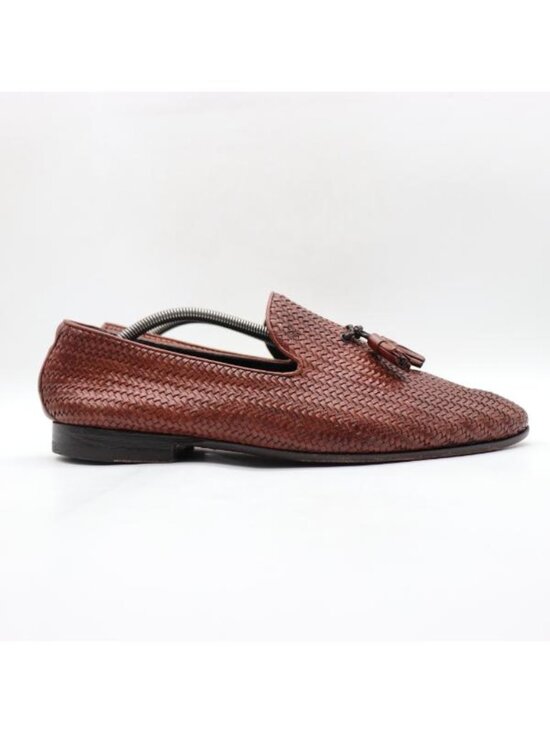 Canali Woven Tassel  Dress Shoes Men\'s Size EU 45 Brown Slip On Leather main image 7